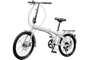 WBGANG 20-Inch Folding Bike,Foldable Commuter Bicycle with 7 Speed Gears Wheels,Adjustable Stem,Light Weight Frame Dual Disc Brakes,Suitable for Traveling,Exercising,Commutingfor Adult and Teenager