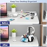KDD Dual Controller Headphone Stand Desk Storage Organizer Box Phone Holder view 7