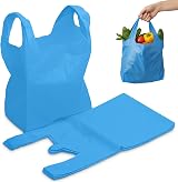 FERRIS 200pk Large Vest Carrier Bags Blue 11x17x21 Heavy Duty Plastic Handles
