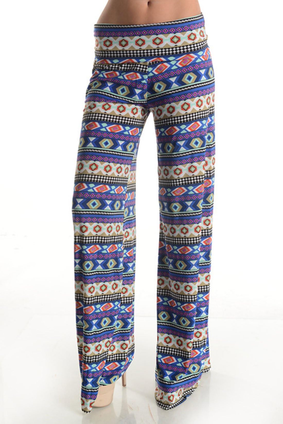 Women's High Waist Slinky Stretchy Palazzo Pants [Small, Royal Native]