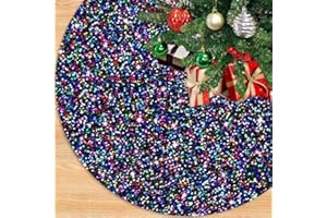 PATYDEST Rainbow Tree Skirt Sequin Christmas Tree Skirt 21 Inch Tree Skirt Colorful Christmas Tree Skirt for 4ft Tree Glitter Tree Skirt Christmas Tree Ring Small Xmas Tree Skirt for Family Home Party Decor