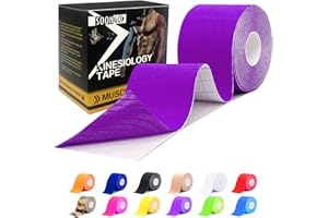 SOON GO Kinesiology Tape 1/2 /5 Rolls Physio Relieve Muscle Soreness and Strain Shoulders Wrists Knees Ankles Elastic Waterproof Good Air Permeability Hypoallergenic 2 Inch x 16 Foot Purple by SOONGO