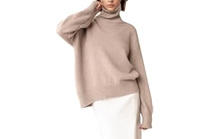 YKR Women's Turtleneck Sweater Chunky Long Sleeve Knitted Pullover High Low Hem Trendy 2025 Fall Winter Basic Jumper Top