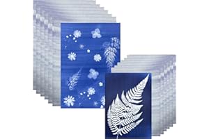 SPAKON 32 Sheets Sun Print Paper Cyanotype Paper A4 A5 Solar Drawing Paper Sensitivity Nature Printing Paper for Kids Adults Arts Crafts DIY Project, White (8.3 x 11.7 Inch, 5.8 x 8.3 Inch)