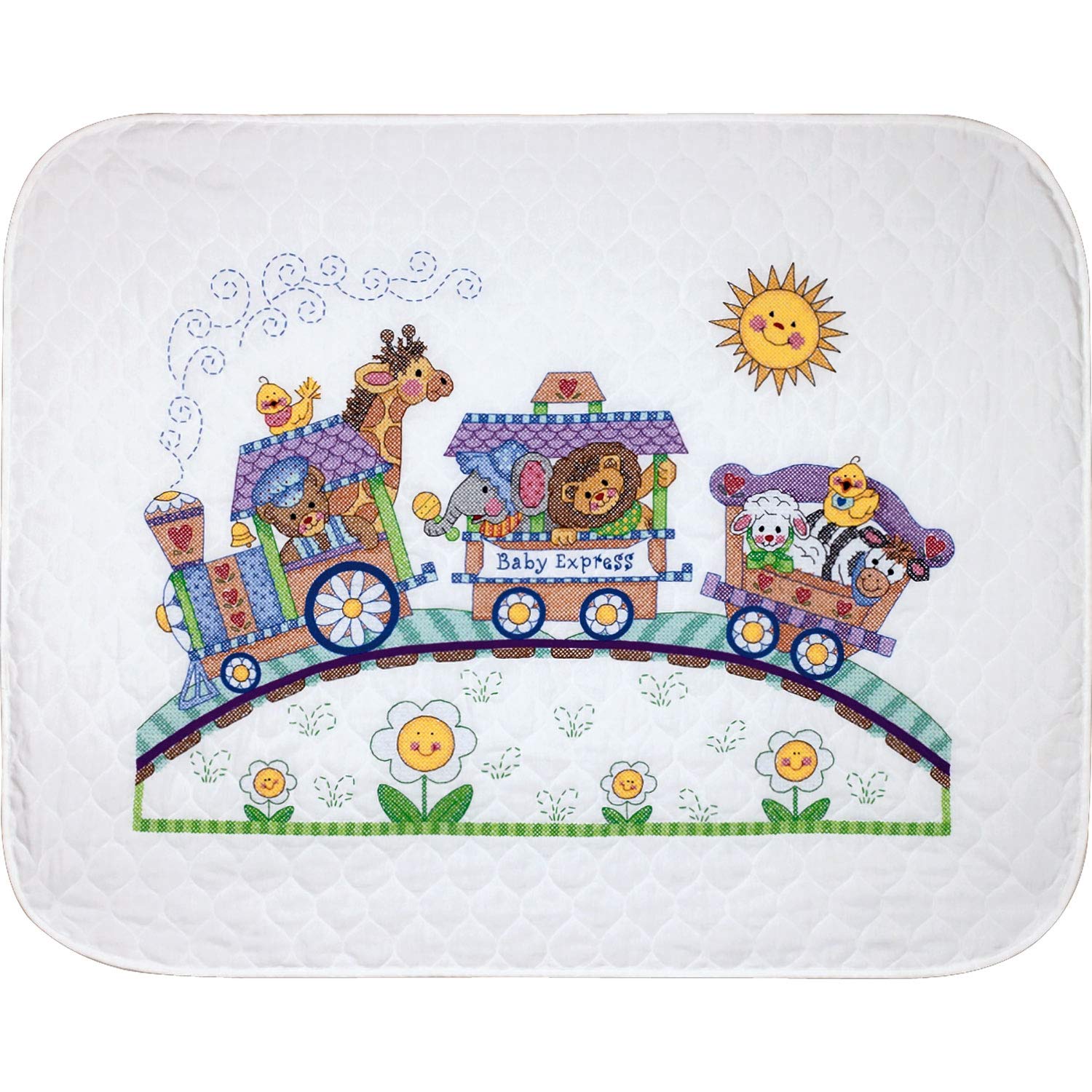 Dimensions Stamped Cross Stitch 'Baby Express' DIY Baby Quilt, 34