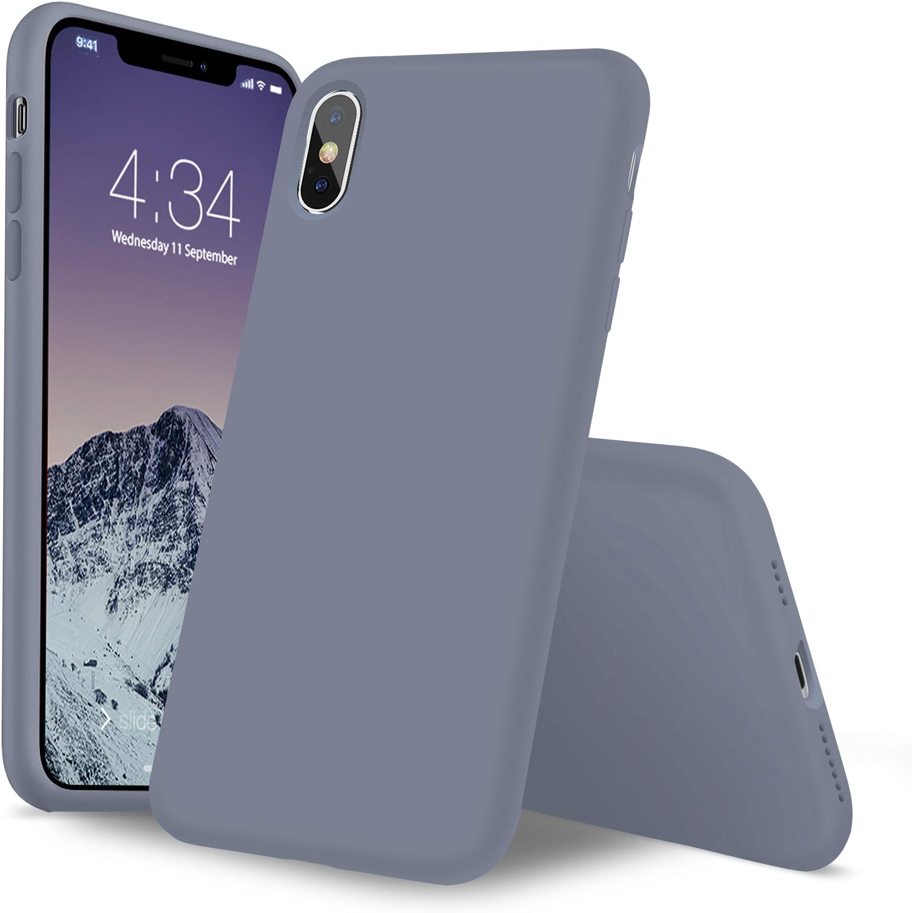 iPhone Xs Max Case, iPhone Xs Max Case 6.5 inch, Xperg Liquid Silicone Gel Rubber Shockproof Case Soft Microfiber Cloth Lining Cushion Compatible with iPhone Xs Max 6.5" (2018) (Lavender Gray)