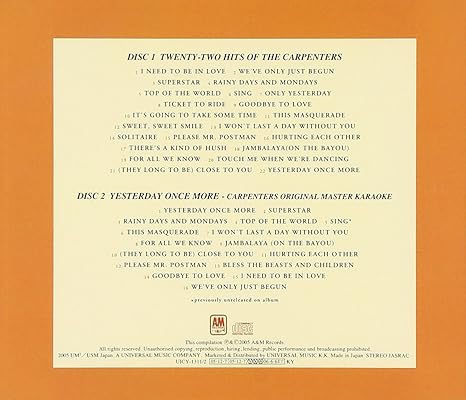 Amazon 青春の輝き ベスト オブ カーペンターズ 10周年記念エディション カーペンターズ カーペンターズ ポップス 音楽