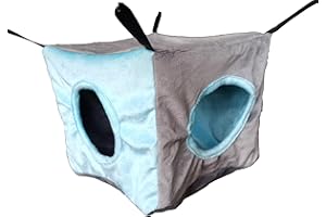 Vedem Ferret Cube Hammock Small Animals Cage Hanging Bunkbed Hideout Warm Bed (Aqua)