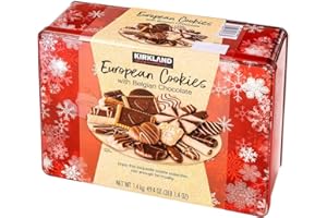 Luxury Assortment Of Europeen Christmas Chocolate Cookie- ( Christmas cookie Assortment ) - Kirkland Signature European Cookies With Belgian Chocolate, 49.4 Ounces- Packaged With Maryse's Place Holiday Bag