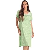 Dreamcrest Womens Nightgown with Lace Trim – Short Sleeve Sleepwear Pajamas with Stretch – Solids & Prints