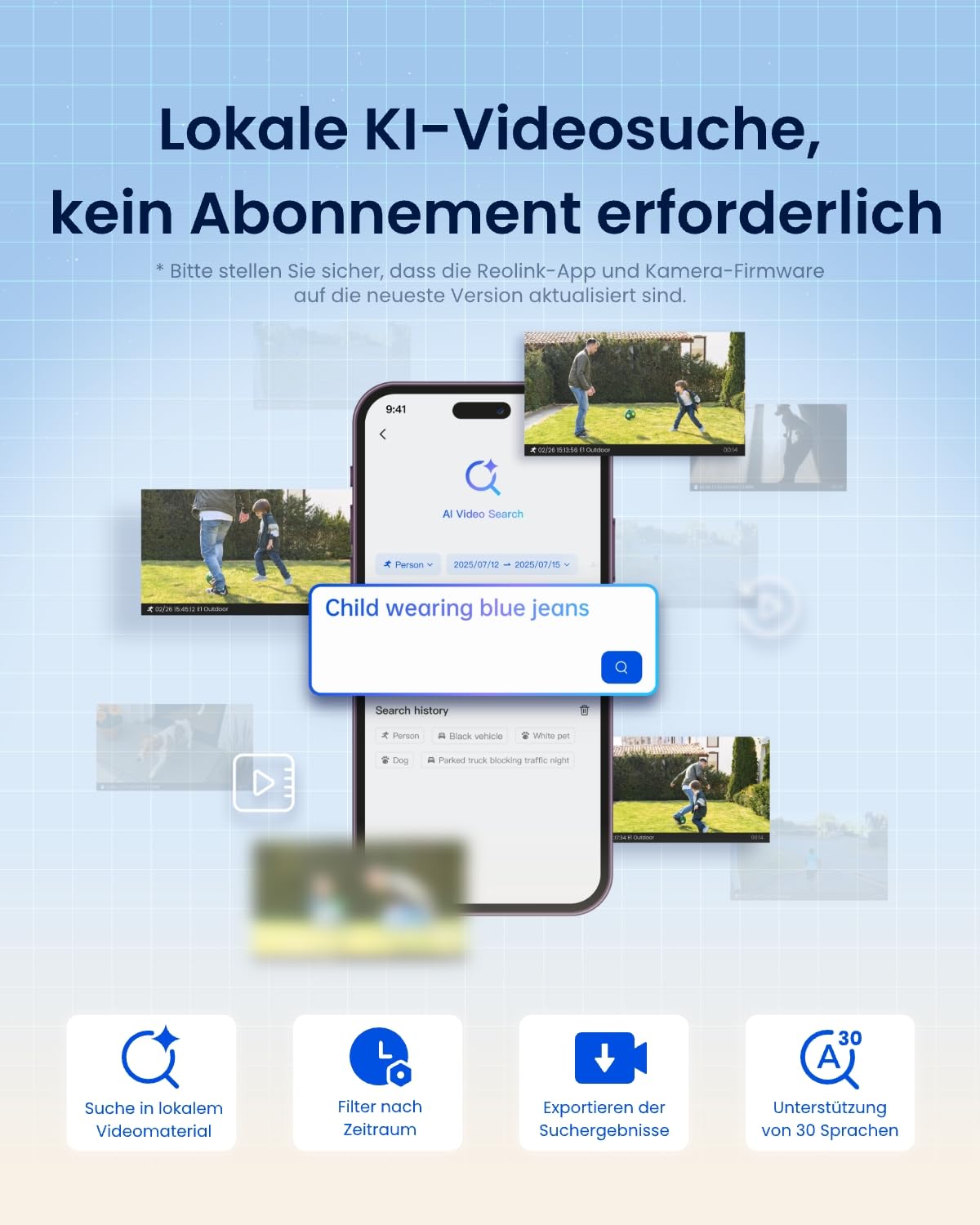 Reolink Elite Floodlight WiFi, 4K Wi-Fi 6 Überwachungskamera Aussen mit 3000 Lumen Flutlicht, Dimmbares Licht(3000K~6500K), WLAN Kamera Outdoor, Lokale KI-Videosuche, 180° Panoramablick, KI-Erkennung 3