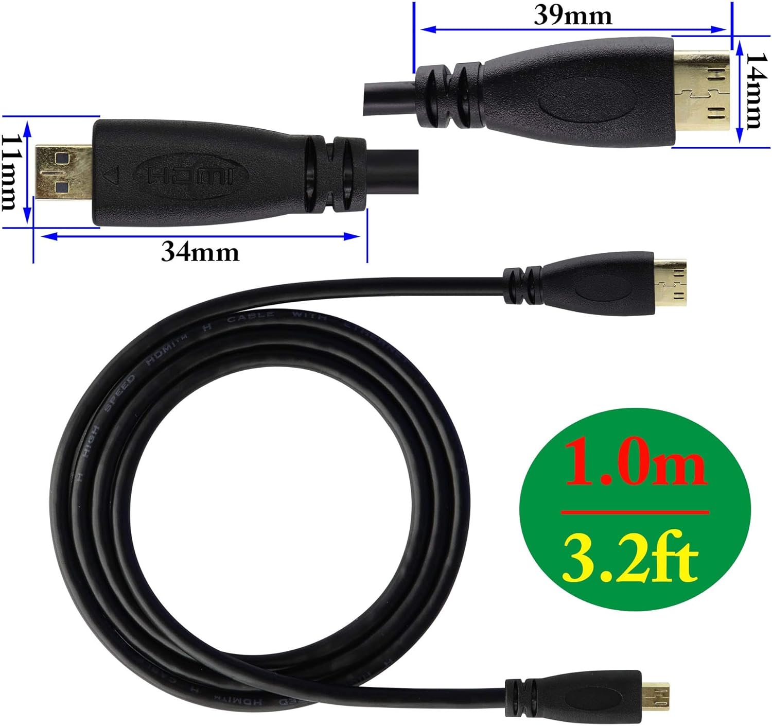 zdyCGTime micro hdmi socket male to mini hdmi male converter,high speed micro hdmi cable 4k,Compatible with digital cameras - Image 3
