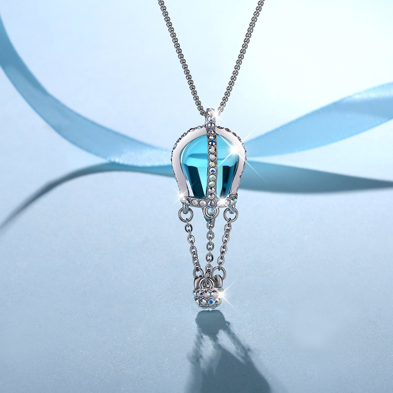 MEGA CREATIVE JEWELRY Collar de Swarovski Para las Mujeres Colgante del Globo del Aire Caliente Regalo Creativo Para la Hija de la Esposa de la Mamá