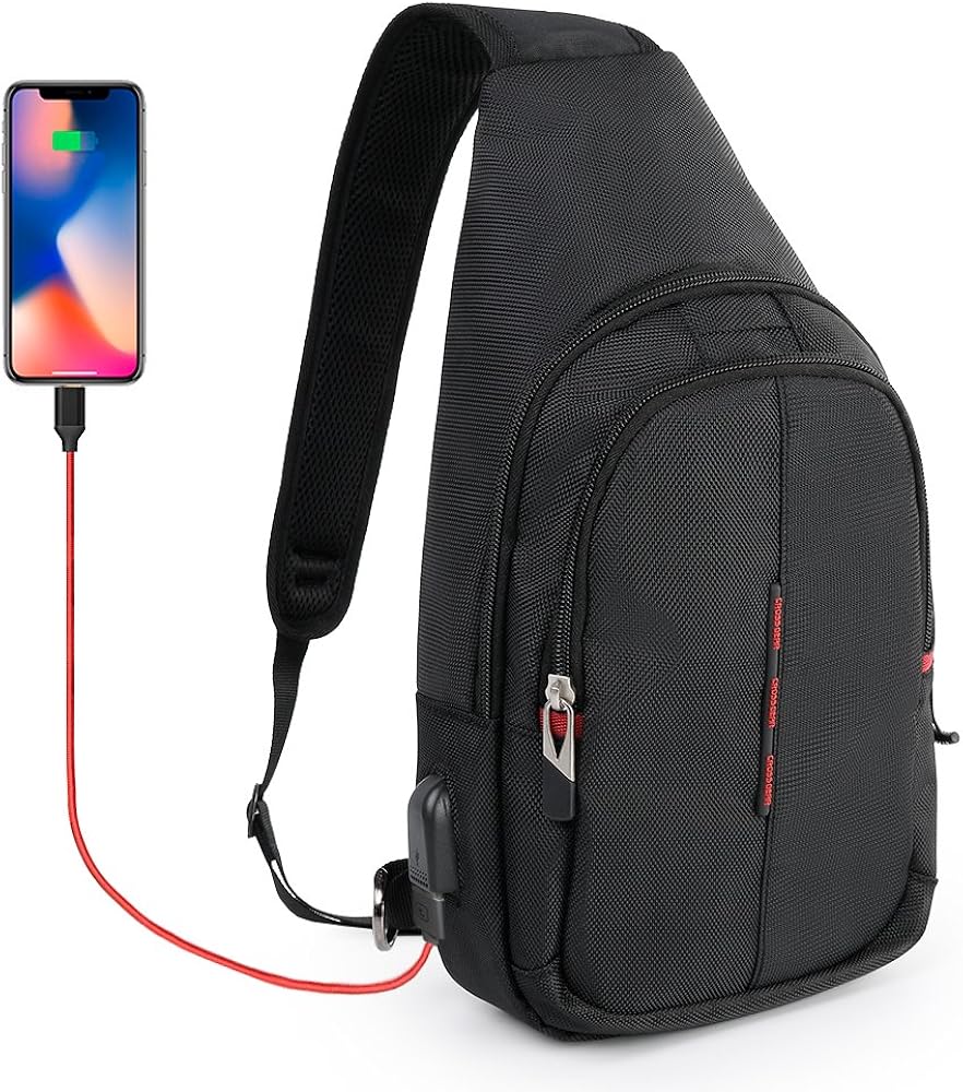CROSSGEAR Small Sling Backpack with USB Charging Port Waterproof