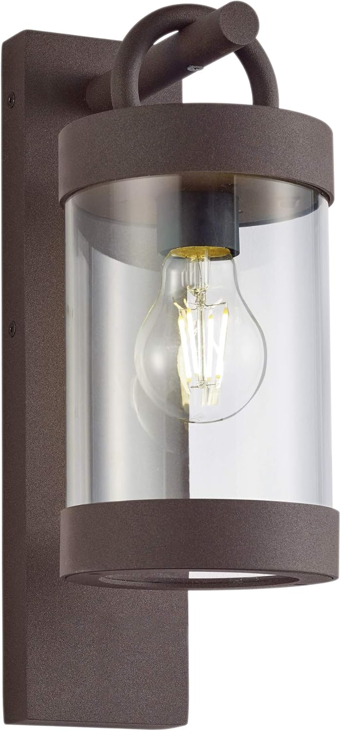 Trio Leuchten Sambesi 204160124 Outdoor Wall Light Cast Aluminium Rust-Coloured Acrylic Clear Excl. 1 x E27