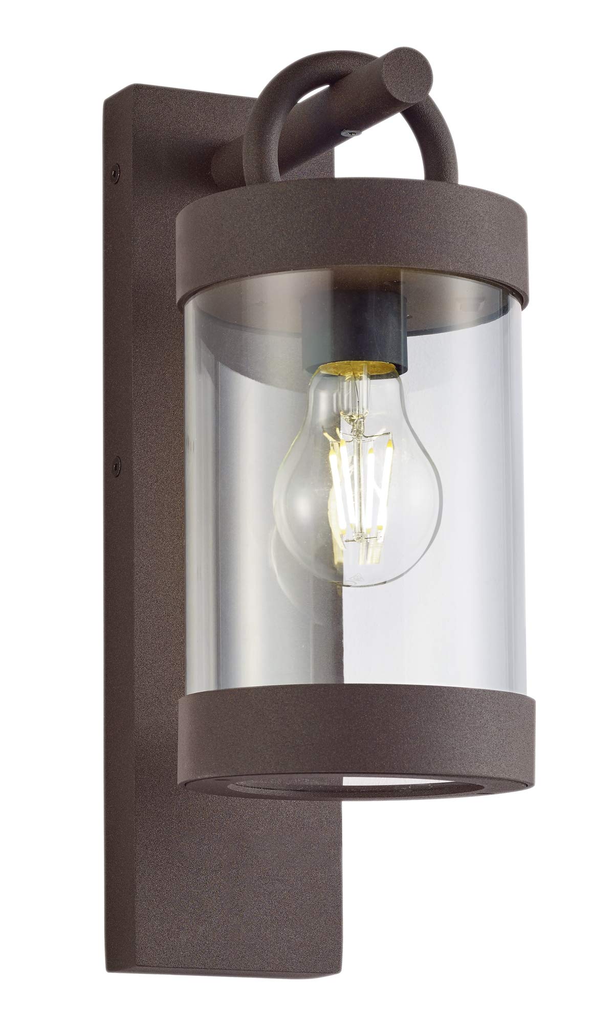 Trio Leuchten Sambesi 204160124 Outdoor Wall Light Cast Aluminium Rust-Coloured Acrylic Clear Excl. 1 x E27