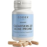 Codex Labs Shaant Clear Skin Supplement – 60 Vegan Capsules | Acne Probiotics with 9-Strain Blend, Green Tea EGCG & Guggul – Daily Support for Acne-Prone Skin & Clear Complexion