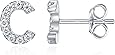 PAVOI Orecchini A Borchia Con Iniziale In Argento 925 E CZ - Lettera Singola, Fashion Alphabet, Fatto In USA