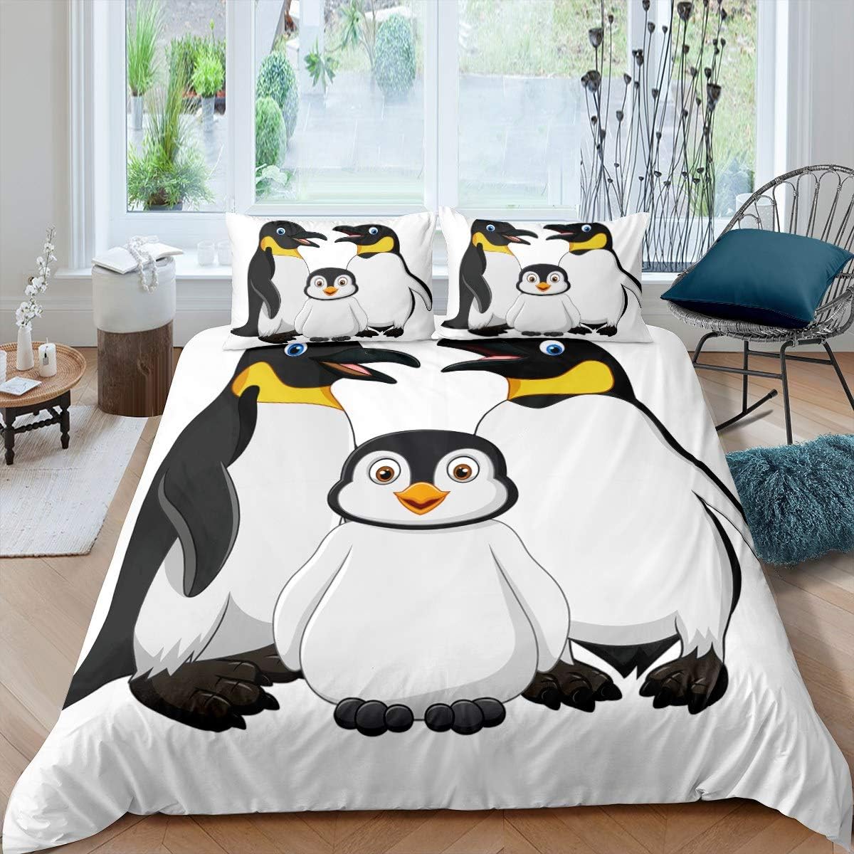 baby room with queen bed