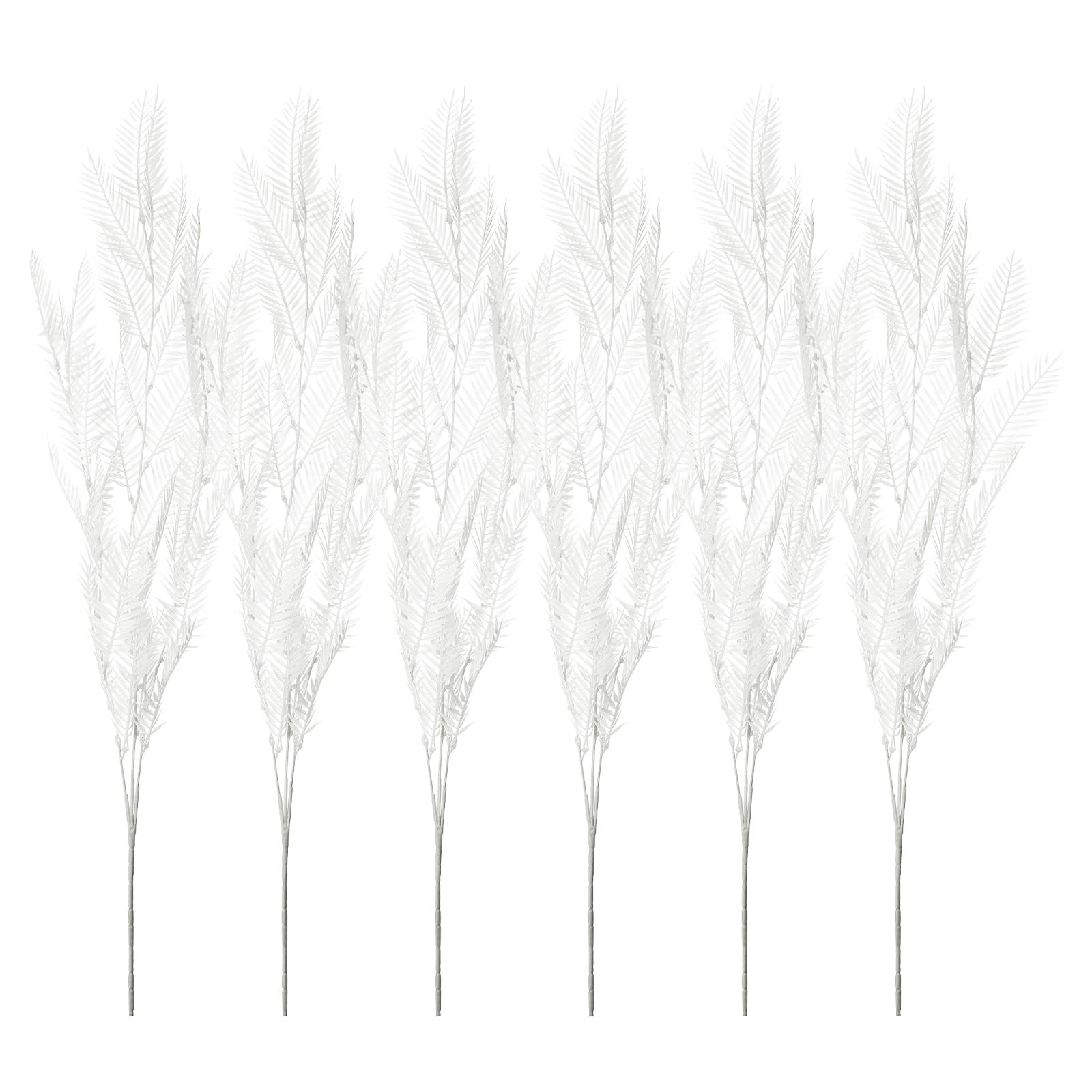 PATIKIL Artificial Palm Leaves Plants, 6 Stems Fake Palm Tree Fronds Faux Greenery Hanging for Home Garden Decor Jungle Party Wedding Decoration, White