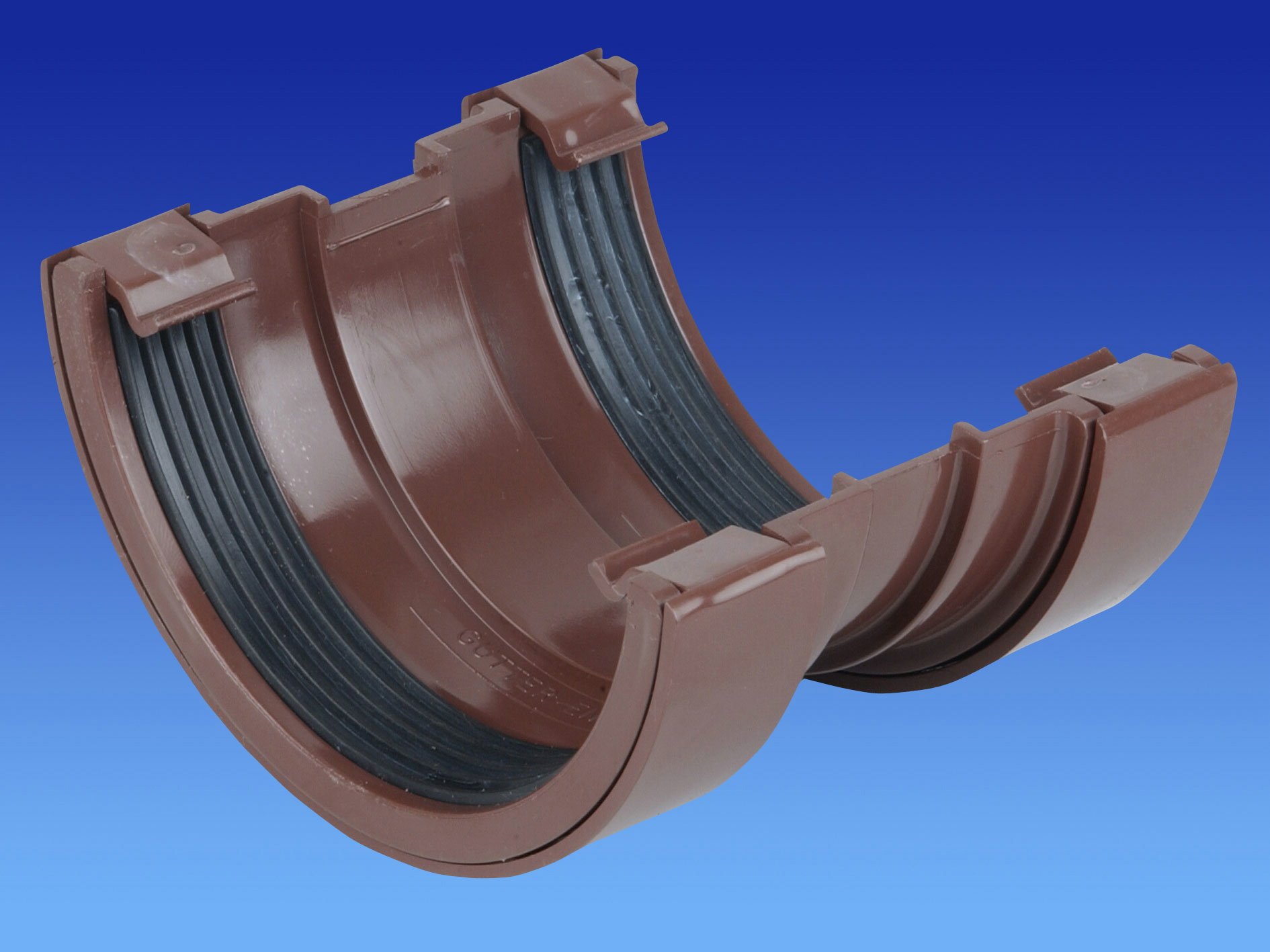 Wavin OSMA Roundline Gutter Union 112mm BROWN0T009