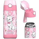 Jarlson® Kids Water Bottle MALI [12OZ] - No Straw Stainless Steel Thermo Bottle - Insulated Waterbottle Leak Proof for School & Sports - Thermo Tumbler for Boys & Girls (Cat)