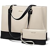 LOVEVOOK Laptop Tote Bag for Women 15.6 Inch Work Bag Leather Laptop Purse with Clutch, Large Computer Briefcase Bag for Office Business Teacher Casual