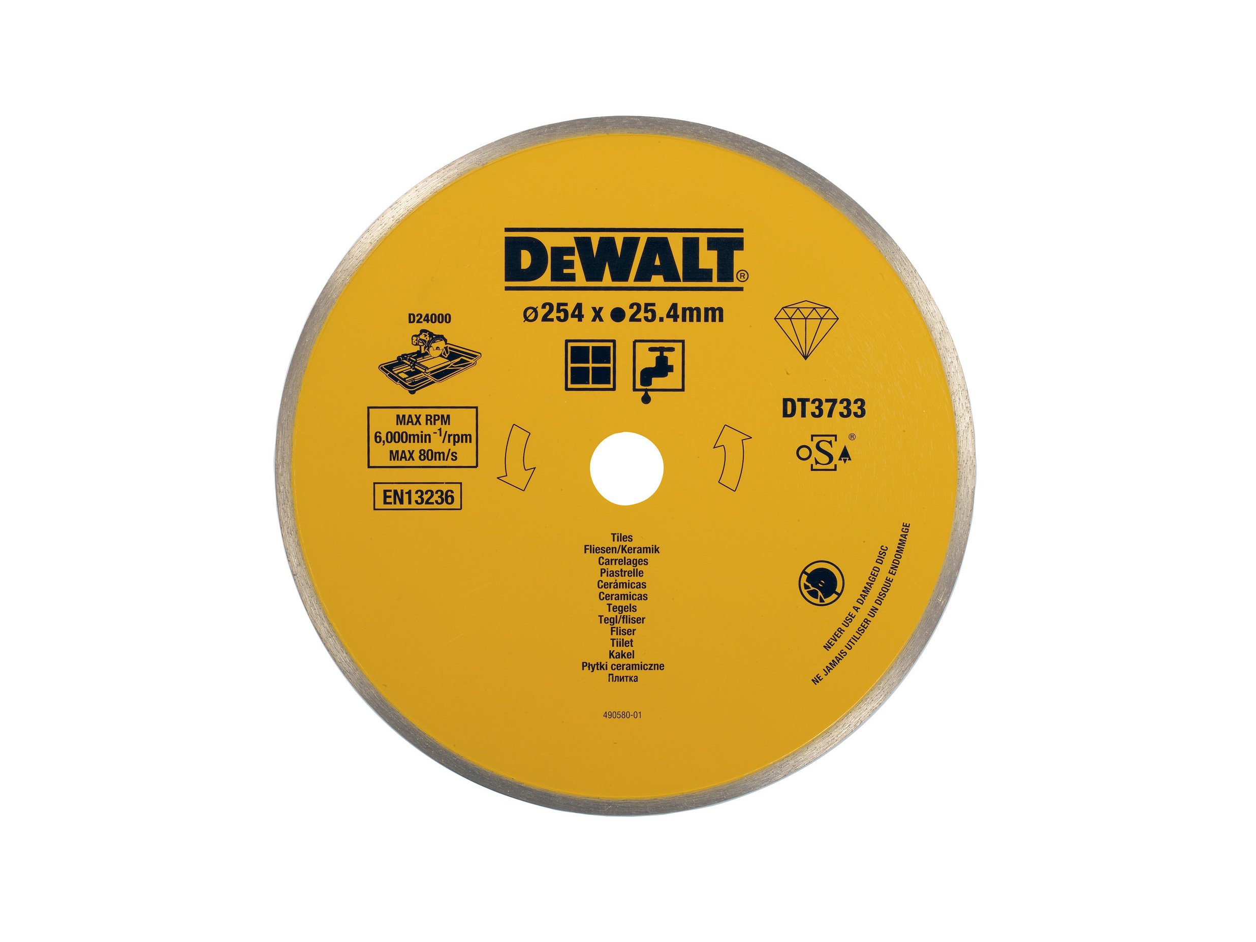 DeWalt DT3733XJ 254 x 25.4mm Ceramic Diamond Tile Blade, DT3733-XJ