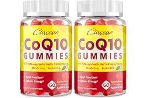 CIACEAE CoQ10 Gummies with PQQ - 400 MG Coenzyme Q10 High Potency, Enhanced with Ayurvedic Herbs, Adaptogenic Mushroom Blend & Probiotics for Heart, Brain, Energy, Immunity, Cherry Flavor, 120 Vegan Gummies