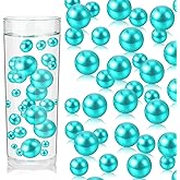 100PCS Teal Faux Pearls Beads for Centerpiece Vases, Vase Filler Faux Pearls, No Holes Filler Beads for Party Anniversary Birthday Wedding Table Decor, 14/20/30mm