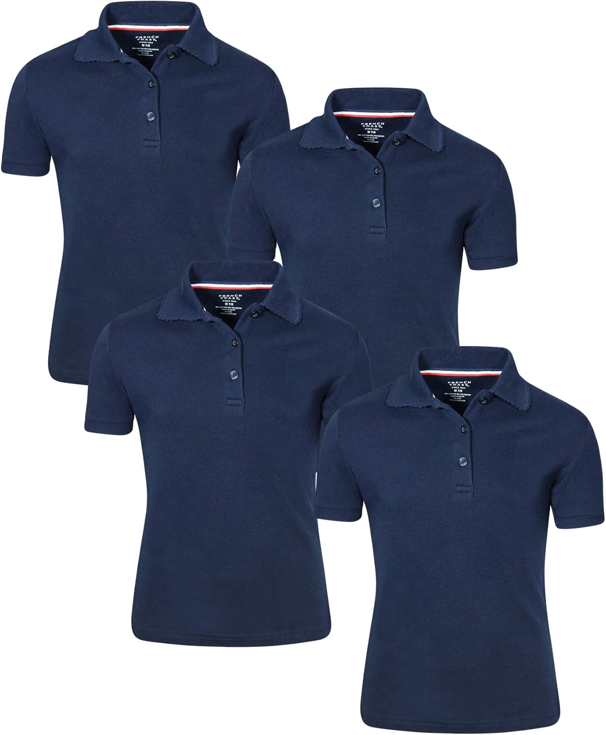 French Toast Girl's Uniform Polo Short Sleeve Interlock (4 Pack): Clothing