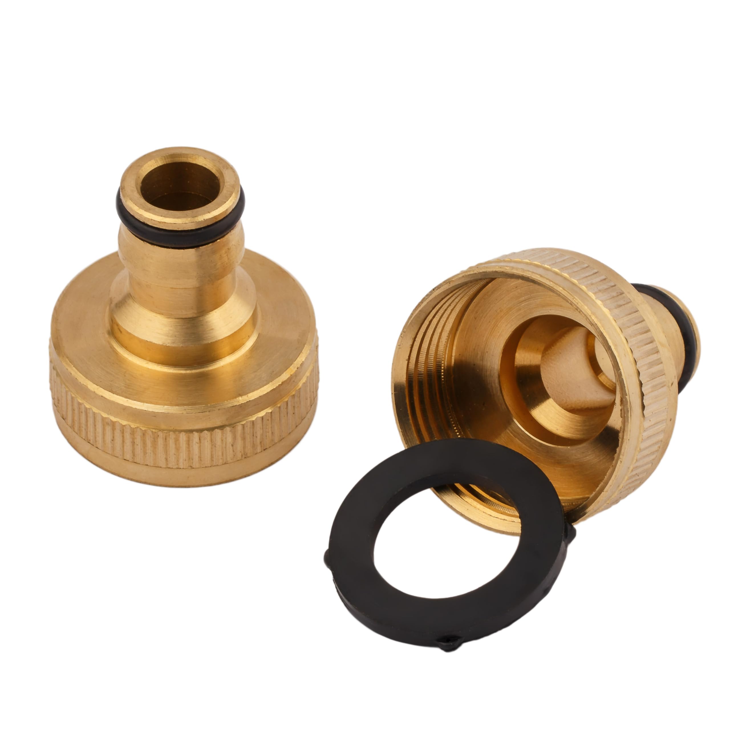 MIVOS 2 x Brass Tap Connector for Taps with 1 Inch BSP (33.3 mm) Male Thread - Tap Connector with Quick Coupling for Garden Hose