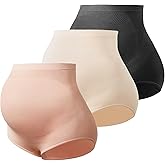 Momcozy Women's Maternity High Waist Underwear Pregnancy Seamless Soft Belly Support Panties Over Bump 3 Pack