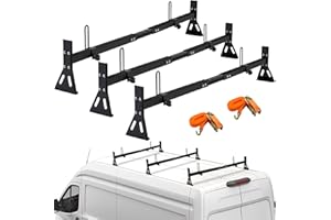 CIRONBOW 3 Bars Van Ladder Roof Racks Fit for 1996-up Chevy Express 1500 2500 3500, Ford e150, e250, e350, GMC Savana, fit Vans Without Rain Gutter, Adjustable Length 49''-59''