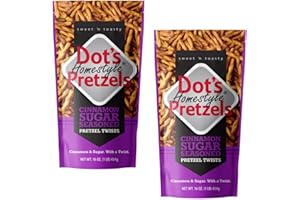 Dot Pretzels Cinnamon Sugar - Pack of 2 - Sweet and Toasty - Delicious Treats to Share with Friends and Family or to Stock th