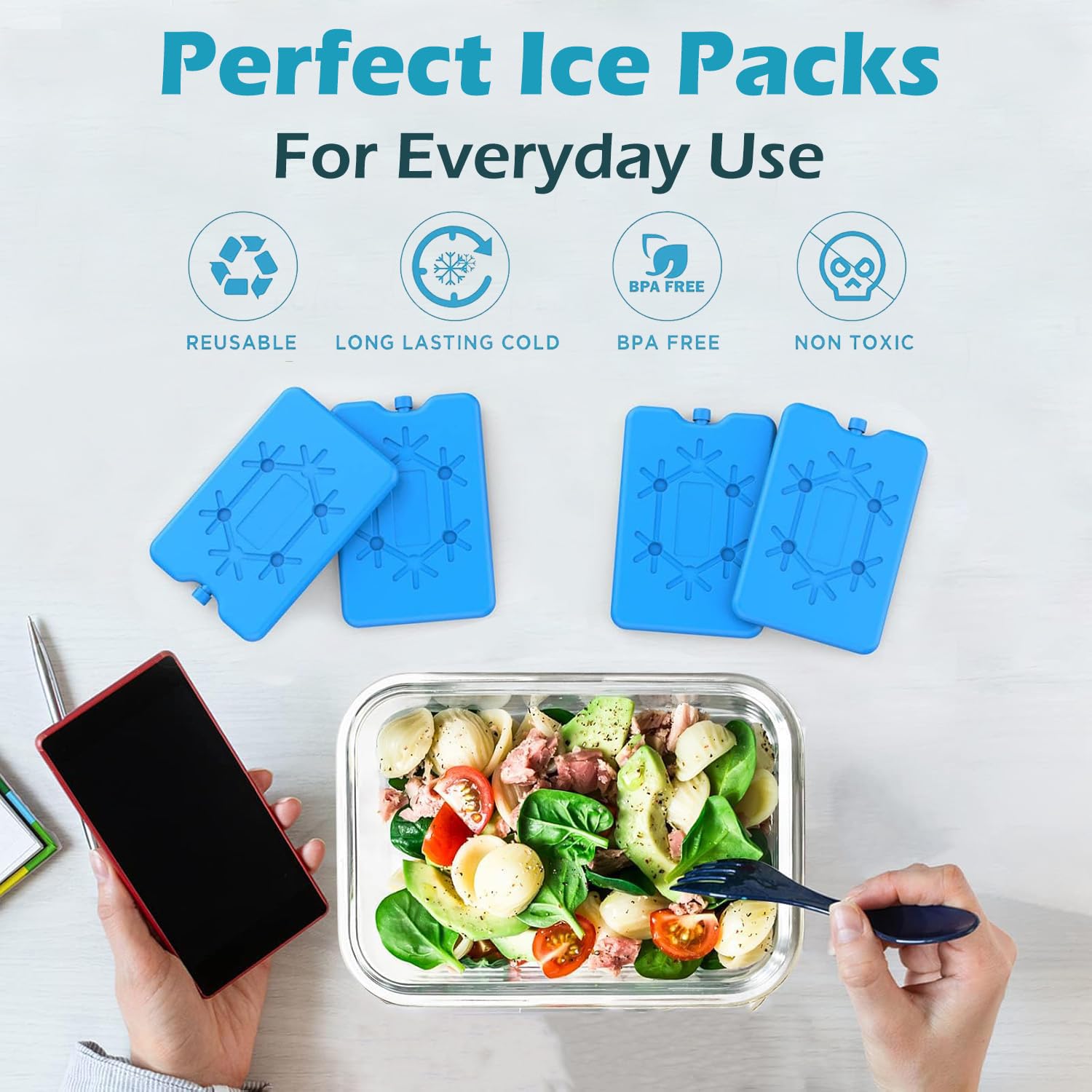 sunVigorous Kühlakkus für kühltasche - kühlakkus - 2 Stück à 200 ml-Wiederverwendbarer ultradünner kühlelement- Geeignet für Outdoor-Aktivitäten zum Mitnehmen, um Lebensmittel frisch zu halten 3