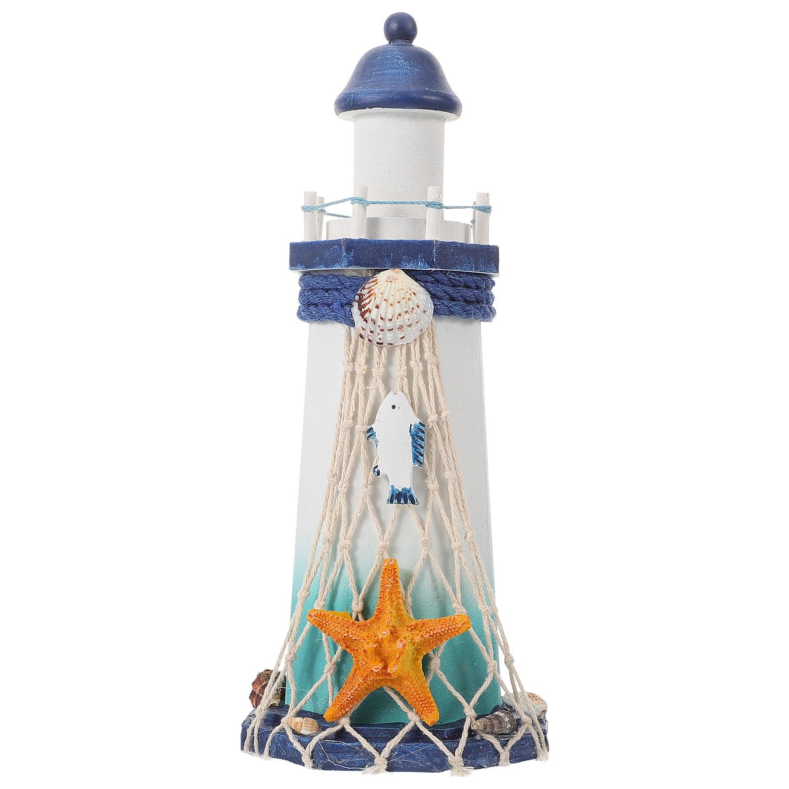 Artibetter Lighthouse Ornament Wooden Desktop Decoration 9.5 Inch Garden Lighthouse Ornament Beach House Decorative Figure for Bathroom and Home