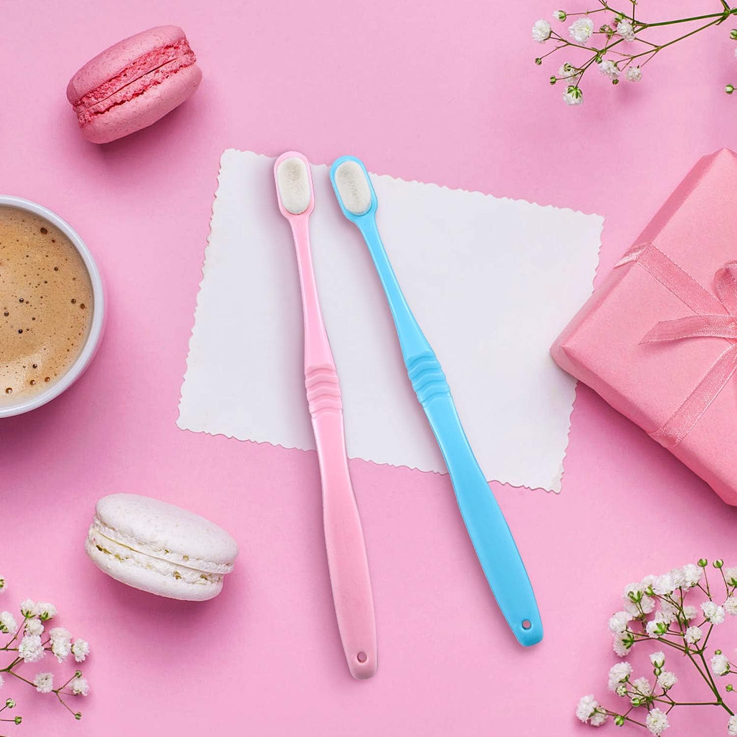 4 Pieces Soft Micro-Nano Manual Toothbrush Extra Soft Bristles Toothbrush with 20,000 Bristles for Fragile Gums Adult Kid Children (Blue, Pink): Health & Personal Care