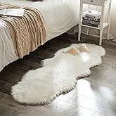 MIULEE Luxury Super Soft Fluffy Area Rug Faux Fur Sheepskin Rug Decorative Christmas Plush Shaggy Carpet for Bedside Sofa Floor Nursery 2 x 6 Feet, White