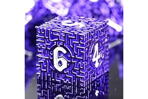 WizardsArcanum Hollow Metal The Lost Maze DND Dice Set with an Iron Box for DND COC Role Playing dice Games and Board Games G