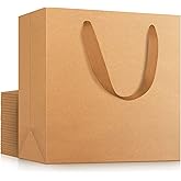 EUSOAR Kraft Gift Wrap Bags, 25pcs 12.5" x4.5'' x11'' Kraft Paper Bag with Ribbon Handles for Retail Merchandise Wedding Birthday Party Favor