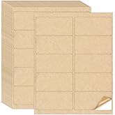 NATURALABEL 100 Sheets Printable Kraft Label Stickers for Laser & Inkjet Printers, 2" x 4" - 10 per Page, Matte (1000 Count)