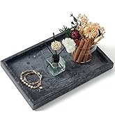 MULWR Marble Bathroom Tray,Pure Natural Vanity Tray,Marble Trays for Kitchen Counter Non-Ceramic/Non-Resin,Stone Tray 12 x 8 inch (Black) ﻿