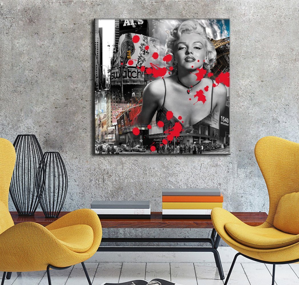 即納 最大半額 キャンバスに セクシーなマリリン モンローがプリントがされたウォールアート 白黒印刷画 リビングルームの装飾用 フレーム入り 40x40cm B00w1rzfvo 40x40cm P2 P2 40x40cm Pablofierro Com