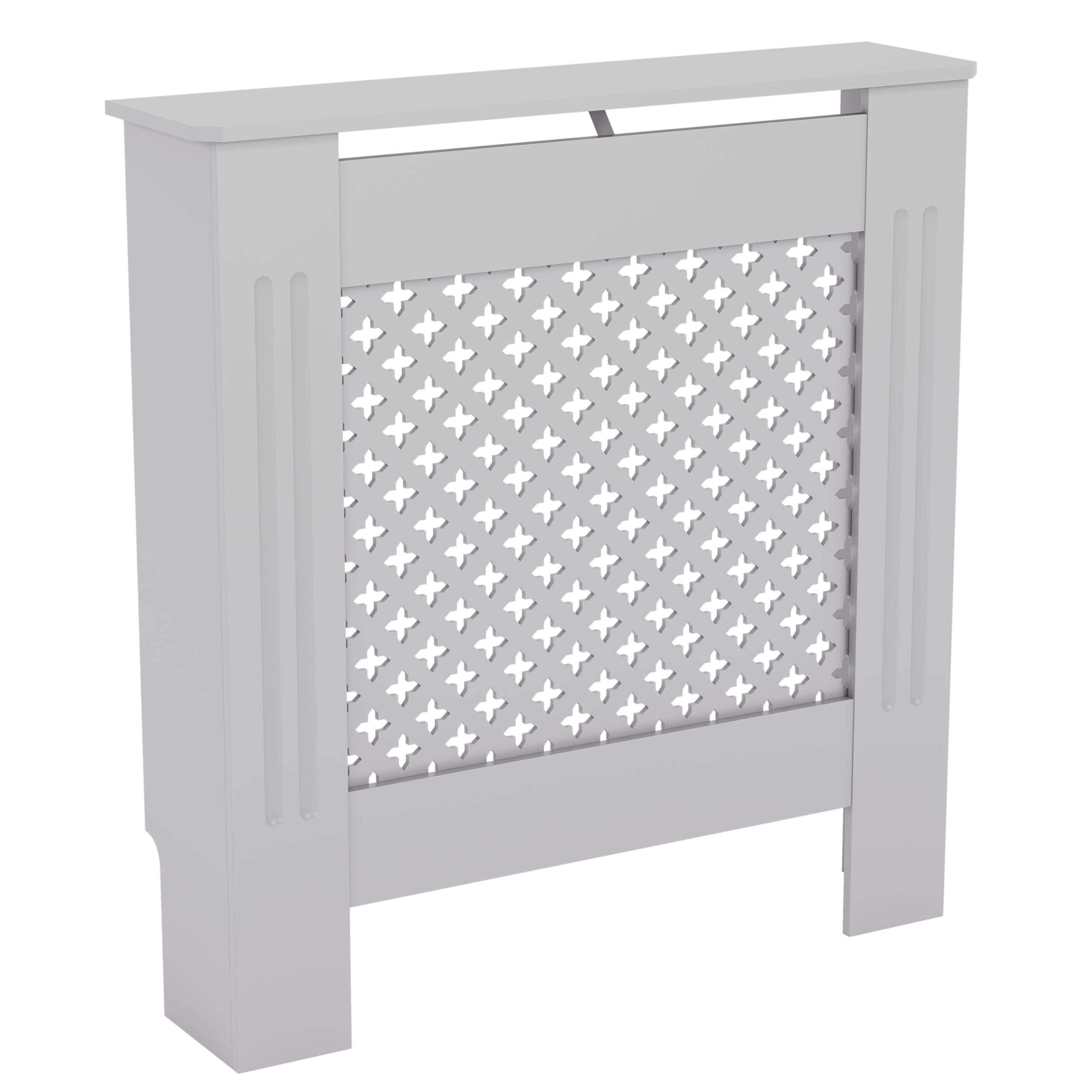 Vida Designs Oxford Radiator Cover White - Small - Traditional Cross Pattern Design For Optimal Heat Circulation - H82xW78xD19cm - Painted MDF Cabinet Ideal For Living Room & Hallway โ image 1