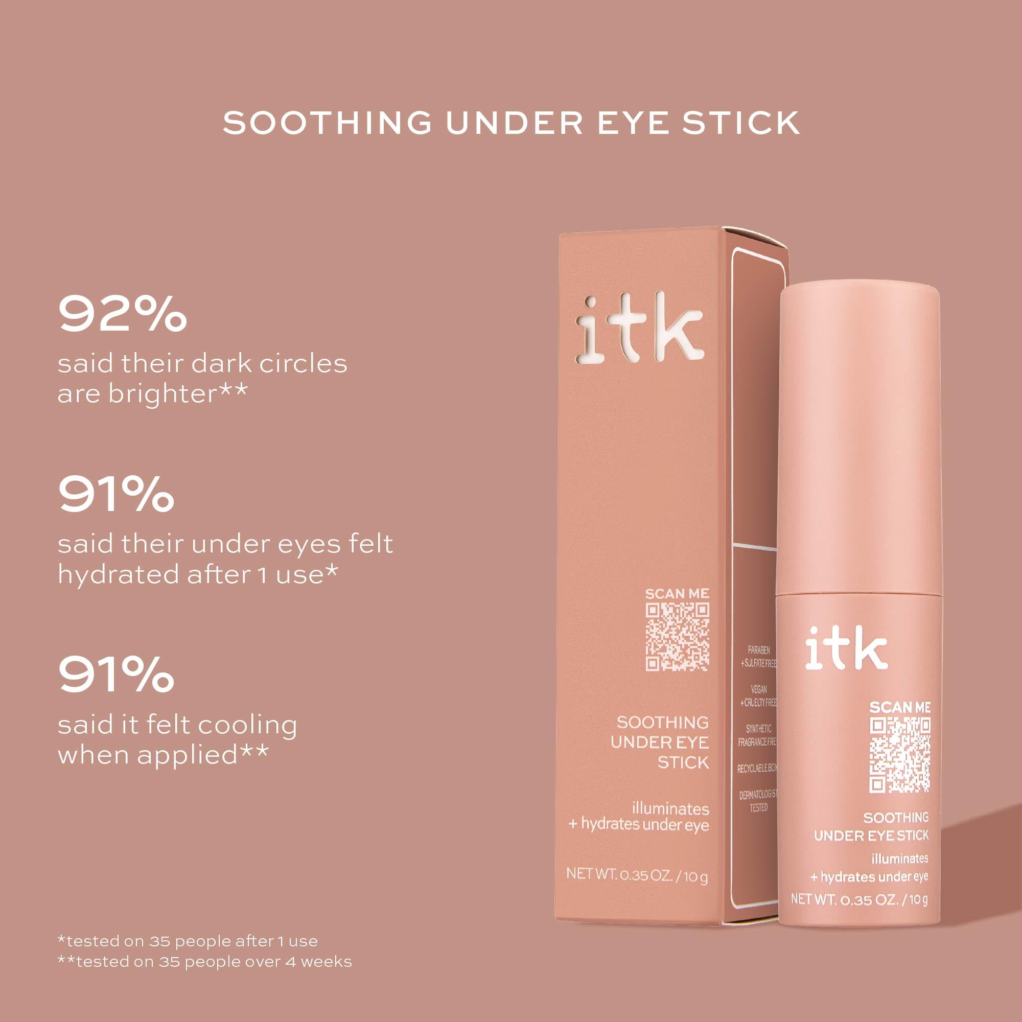 ITK Skincare Caffeine + Aloe Vera Under Eye Stick Balm - Moisturizer for Fine Lines and Wrinkles - Under Eye Treatment Soothes Redness and Hydrates, Brightens, and Soothes Puffy Eyes - 0.5 oz. Stick