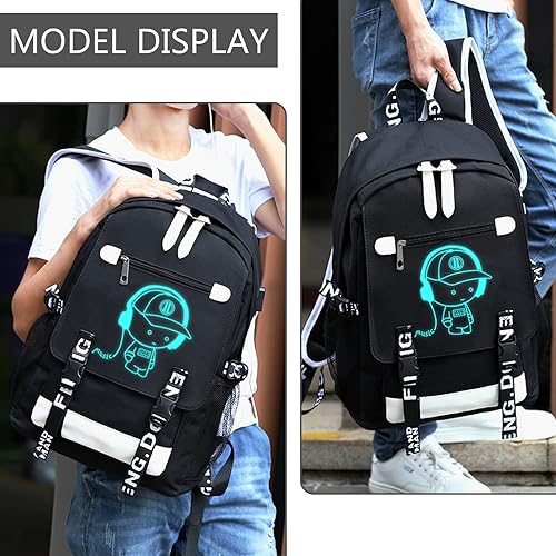 Luminous Pattern Travel Laptop Backpack Adjustable Shoulder