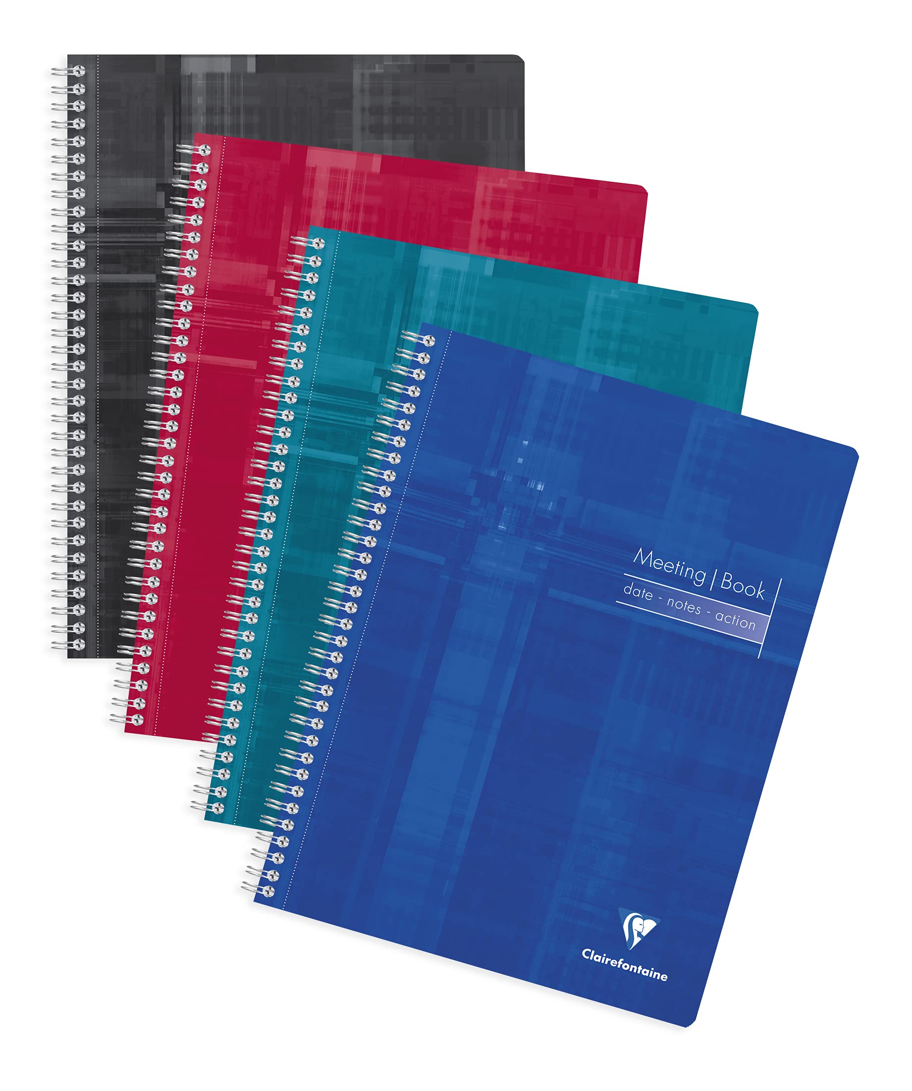 Clairefontaine 82140C A Meeting Book Spiral Notebook - A4+ 22.5x29.7 cm - 160 Detachable Pre-Printed Pages - White Paper 90 g - Card Cover Random Colour