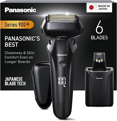 Series 900+ ES-LS9A Afeitadora Eléctrica De 6 Hojas En Seco Y Húmedo Para Hombres, Afeitadora Eléctrica Con Sensor De Barba Sensible, Limpieza Automática Y Sistema De Carga