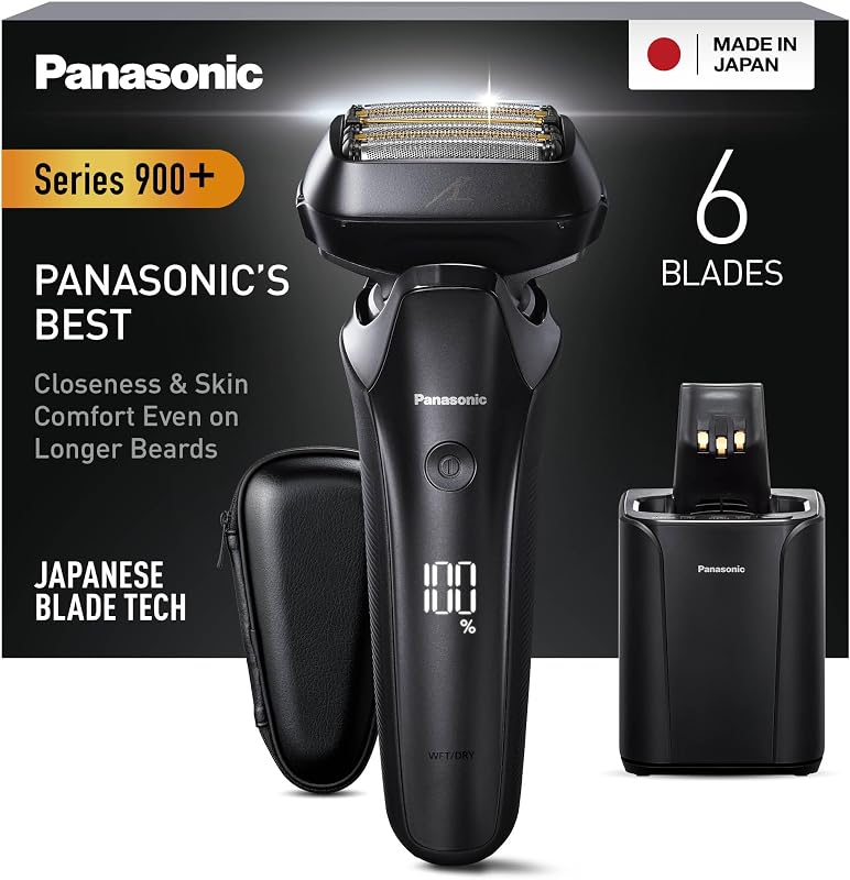 Series 900+ ES-LS9A Afeitadora Eléctrica De 6 Hojas En Seco Y Húmedo Para Hombres, Afeitadora Eléctrica Con Sensor De Barba Sensible, Limpieza Automática Y Sistema De Carga
